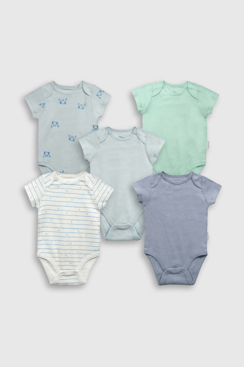 Ropa Interior para Niños y Niñas: Tallas y Telas - Pack Bodys De Niño Celeste